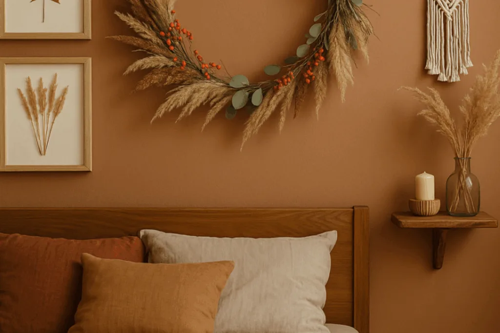 Herbstdeko im Schlafzimmer - 3 gemütliche Ideen für den Herbst Herbstdeko im Schlafzimmer mit DIY-Wandkranz aus Pampasgras, warmen Farben und natürlicher Herbststimmung.
