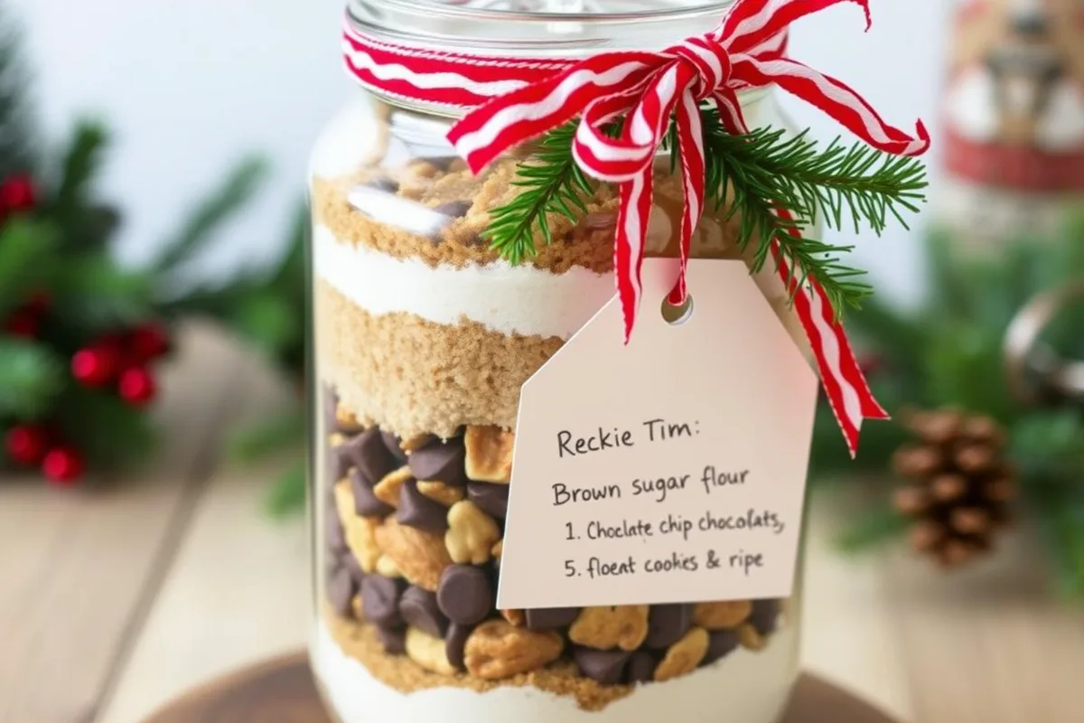 Personalisierte Keksmischung im Glas mit handgeschriebenem Rezept
