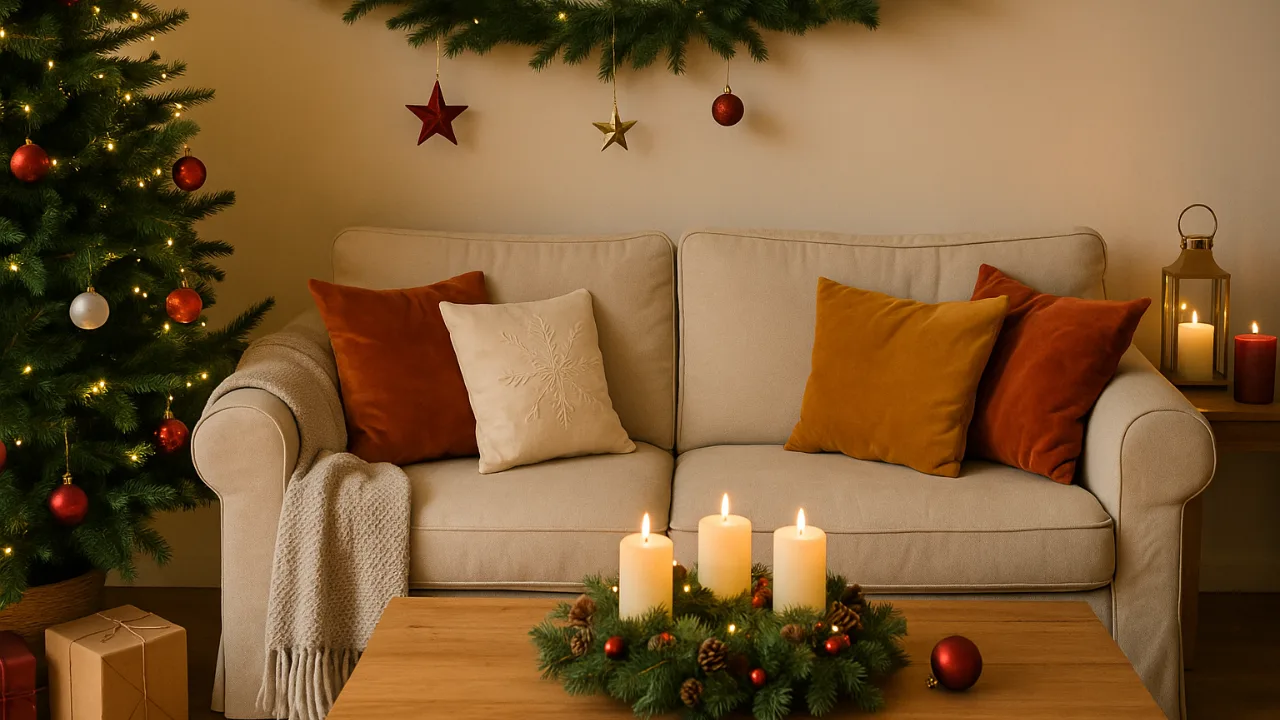 Weihnachtsdeko für alle Räume mit Lichterkette, Adventskranz und festlicher Stimmung