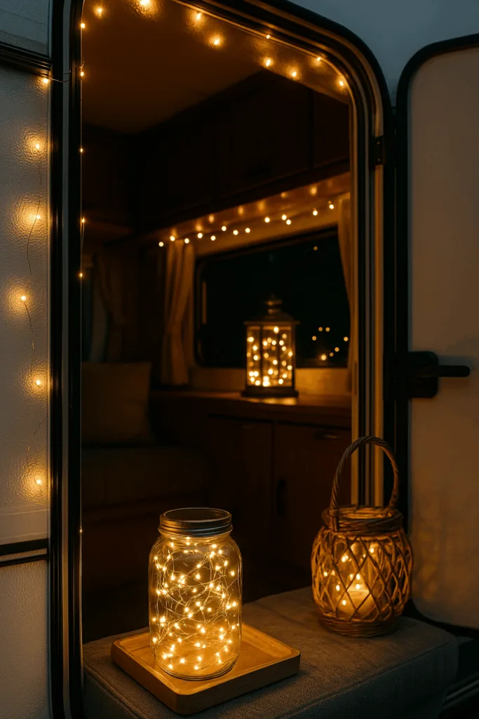 Weihnachtsdeko für Camper - 5 gemütliche Ideen für unterwegs Weihnachtsdeko im Camper mit warmen LED-Lichtern und Laternen