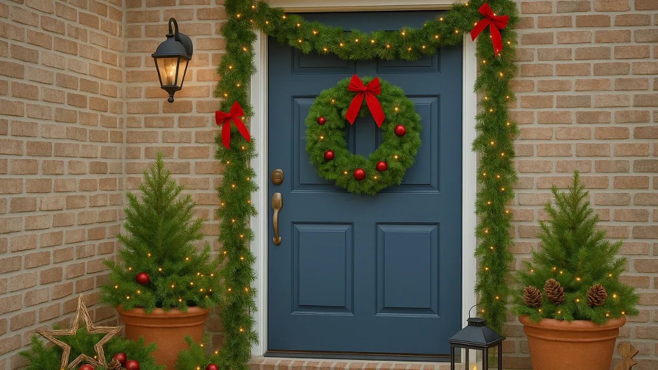 Weihnachtsdeko für den Hauseingang – 5 Ideen, die sofort für Stimmung sorgen Weihnachtsdeko für den Hauseingang mit Tannengrün, Lichterketten und Holzdetails