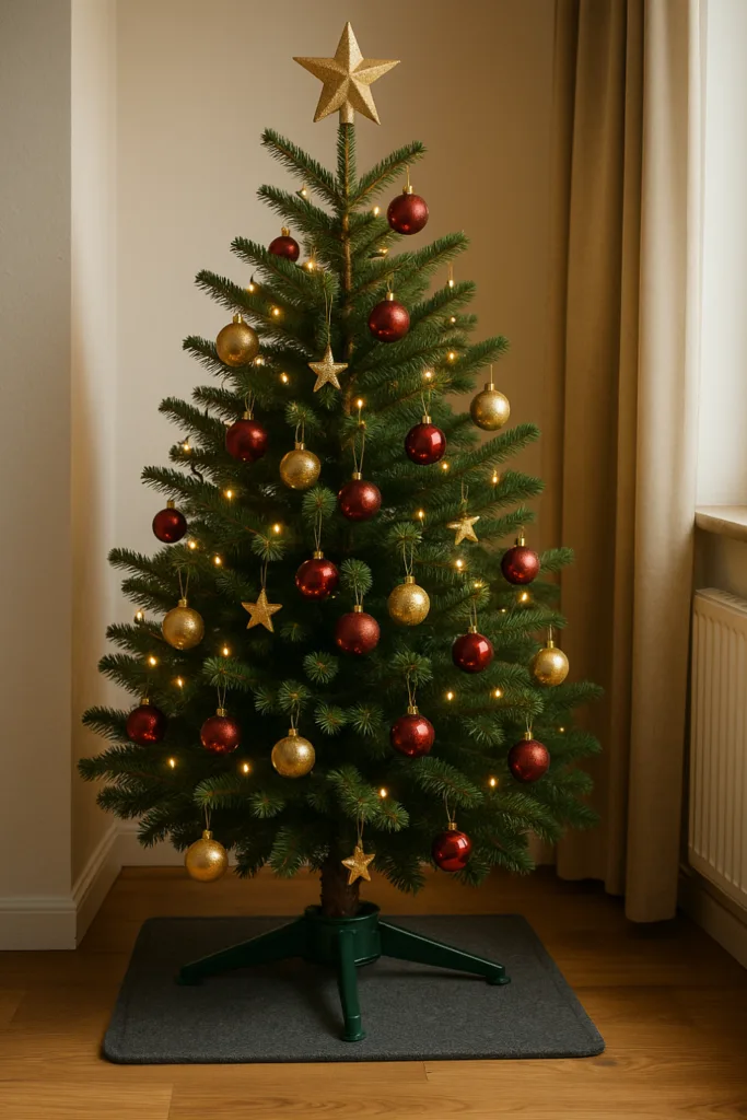 Die 5 größten Fehler beim Weihnachtsbaum dekorieren - und wie du sie vermeidest Weihnachtsbaum dekorieren: Baum steht sicher im Ständer, korrekter Standort