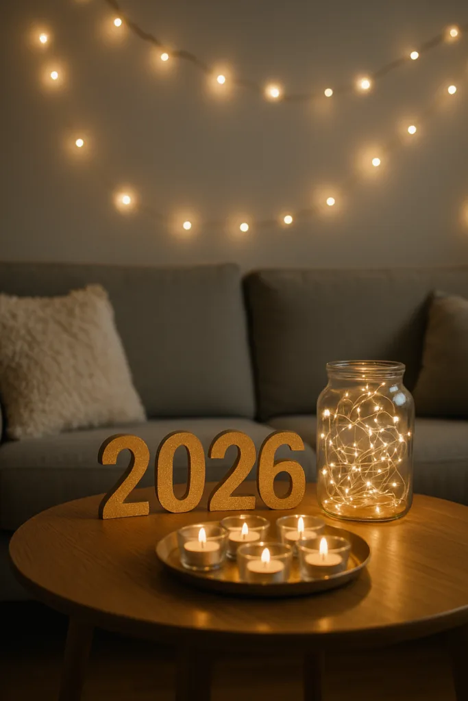 Kleines Wohnzimmer? Diese 5 Silvester-Deko-Ideen machen es mega gemütlich! Kleine Wohnzimmer-Deko zu Silvester 2026 mit Lichterketten und Kerzen