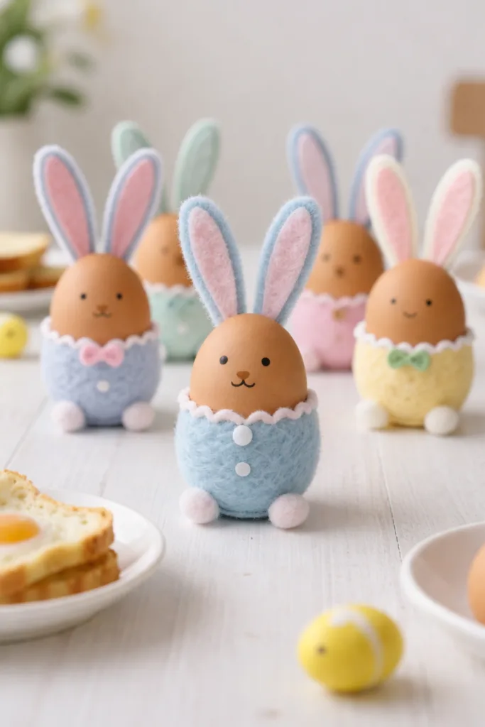 Eier als Hasen verkleidet in Pastellfarben – Osterdeko Trend 2026 für Zuhause