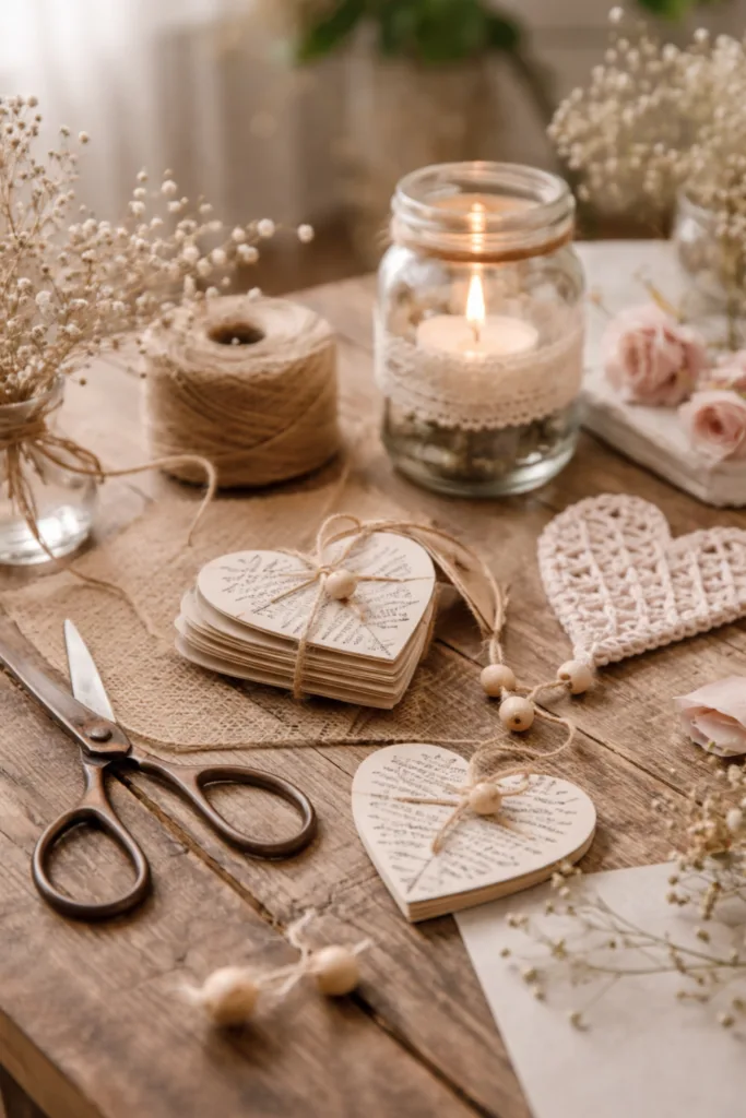Valentinstag Deko Trends 2026: Diese 3 sind IN und diese 3 OUT DIY Valentinstagsdeko mit Papierherzen, Trockenblumen und Glaswindlichtern aus Naturmaterialien