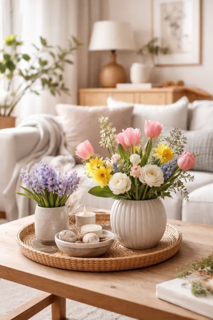 Frühlingsdeko 2026: Die 5 schönsten Ideen fürs Wohnzimmer Vase mit Frühlingsblumen im Wohnzimmer als natürliche Deko-Idee