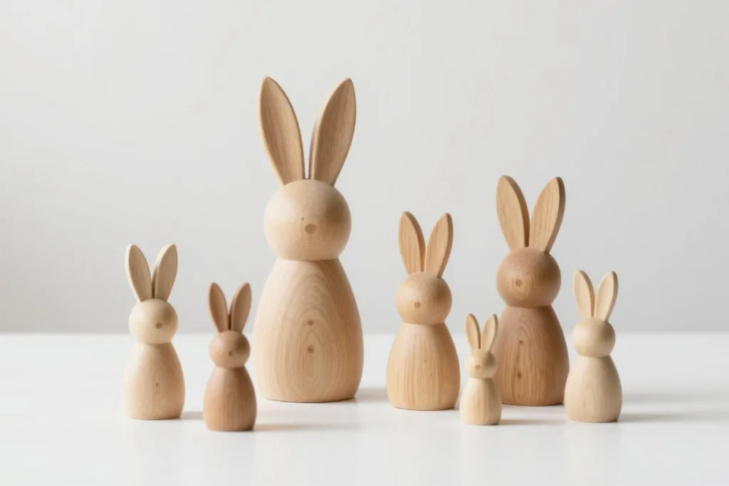 Osterdeko am Schreibtisch: Frühlingsstimmung ohne Ablenkung Osterdeko für den Schreibtisch mit schlichten Holzhasen in natürlicher Optik