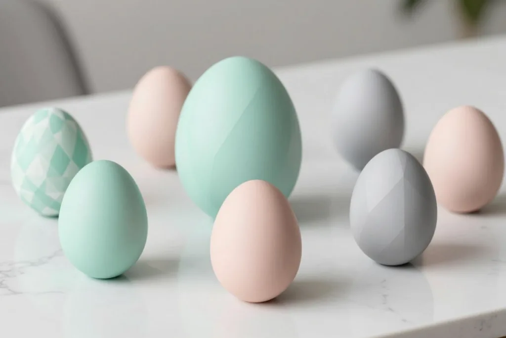 Osterdeko am Schreibtisch: Frühlingsstimmung ohne Ablenkung Osterdeko für den Schreibtisch mit geometrischen Eiern in Pastellfarben