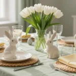 Stimmungsvolle Osterdeko für den Esstisch mit natürlichen Materialien und Pastellfarben