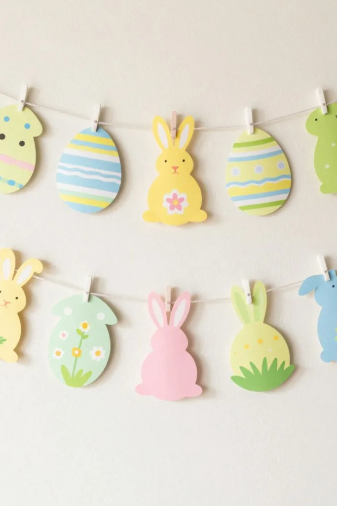 Osterdeko selber machen: bunte Oster-Girlande aus Papier für die Wohnung