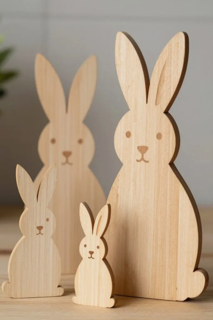 Osterdeko selber machen: schlichte Holzhasen als zeitlose Deko für die Wohnung