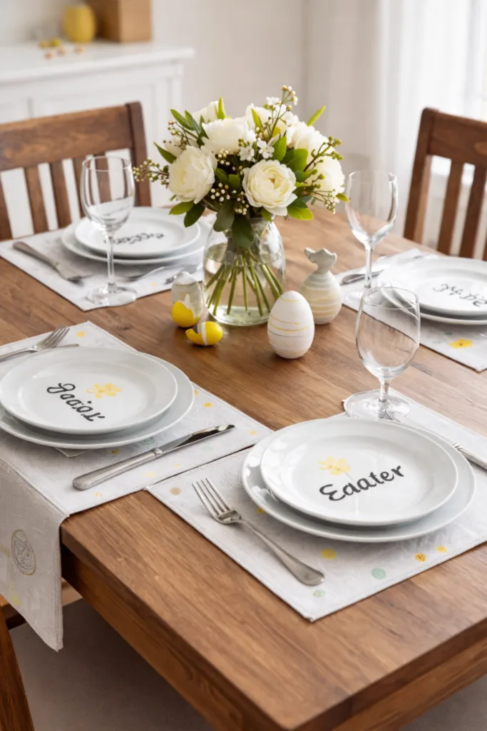 Osterdeko schnell gemacht: Ostertisch mit Blumen, dekorativen Eiern und frühlingshafter Tischdeko