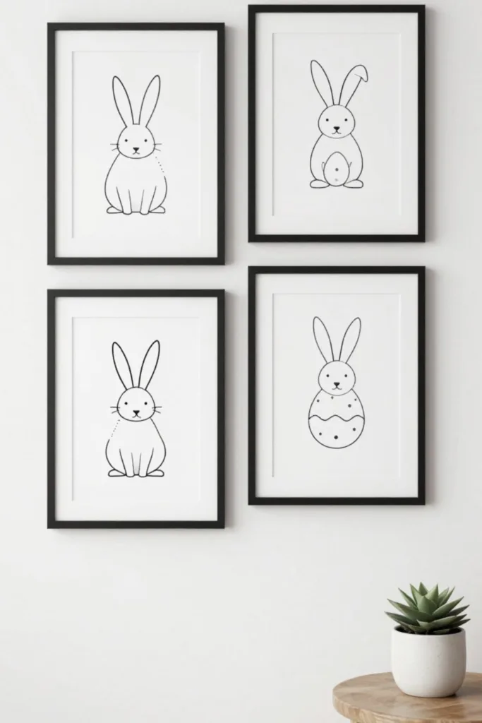 Minimalistische Osterbilder mit Hasenmotiv als moderne Osterdeko für die Wohnung