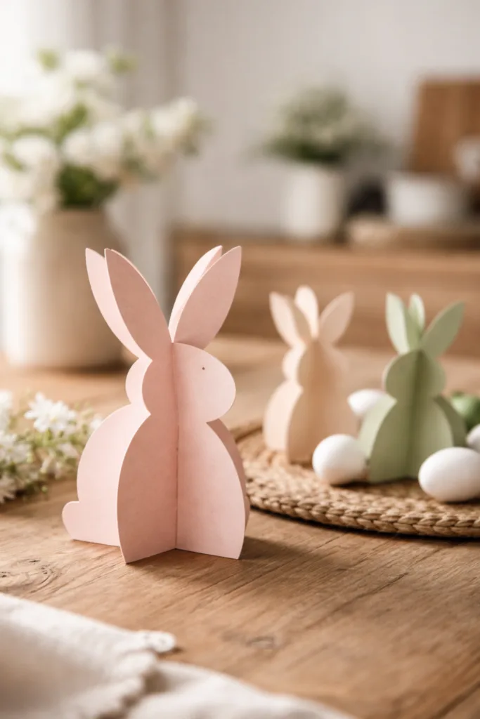 Papier Hasen basteln einfache Osterdeko aus Tonkarton minimalistisch und modern gestaltet