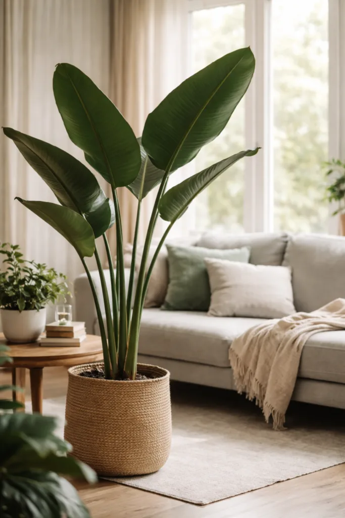 5 wunderschöne Ideen für deine April-Deko im kleinen Wohnzimmer Kleines Wohnzimmer im April mit großer Pflanze als natürliche Deko und hellem Raumgefühl