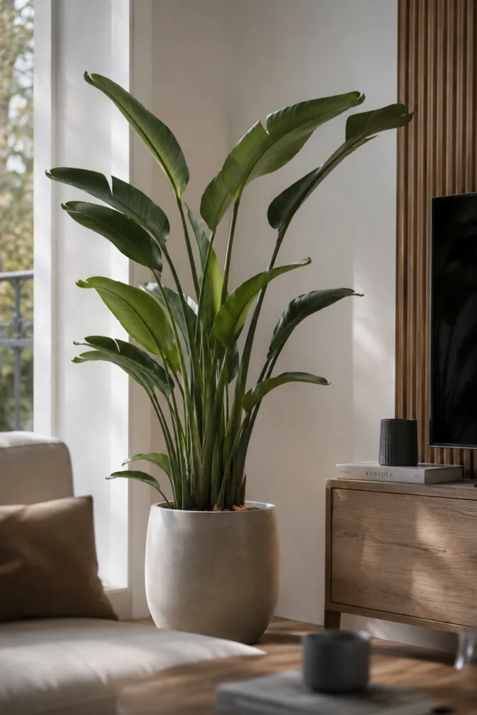 Wohnzimmerdeko mit Pflanzen: 5 Ideen, die wirklich funktionieren Wohnzimmerdeko mit Pflanzen: Große Solitärpflanze als natürlicher Blickfang im modernen Wohnzimmer.