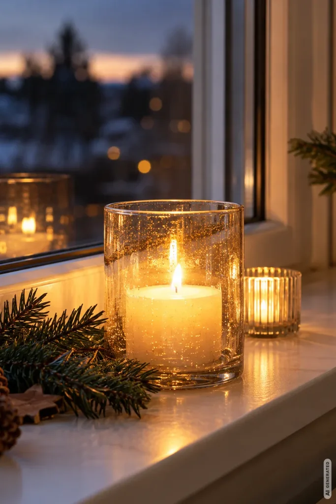 Weihnachtsdeko für die Fensterbank: 5 Ideen, die den Blick nach draußen nicht stören Weihnachtsdeko für die Fensterbank mit Kerzenlicht, Tannengrün und winterlicher Stimmung.